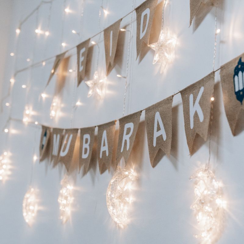 Eid Mubarak string-light banner